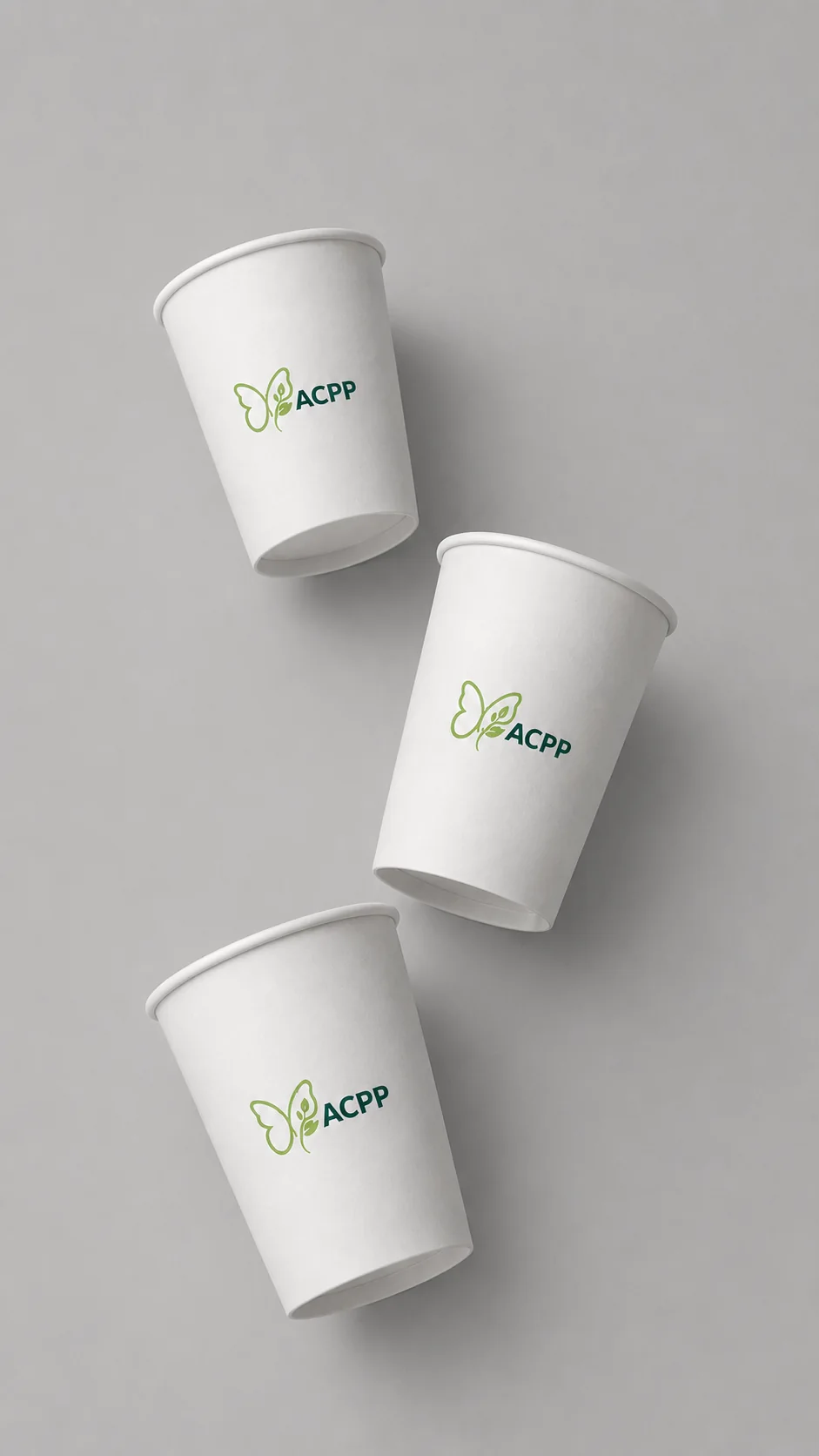 ACPP compostable cups printed with a custom logo