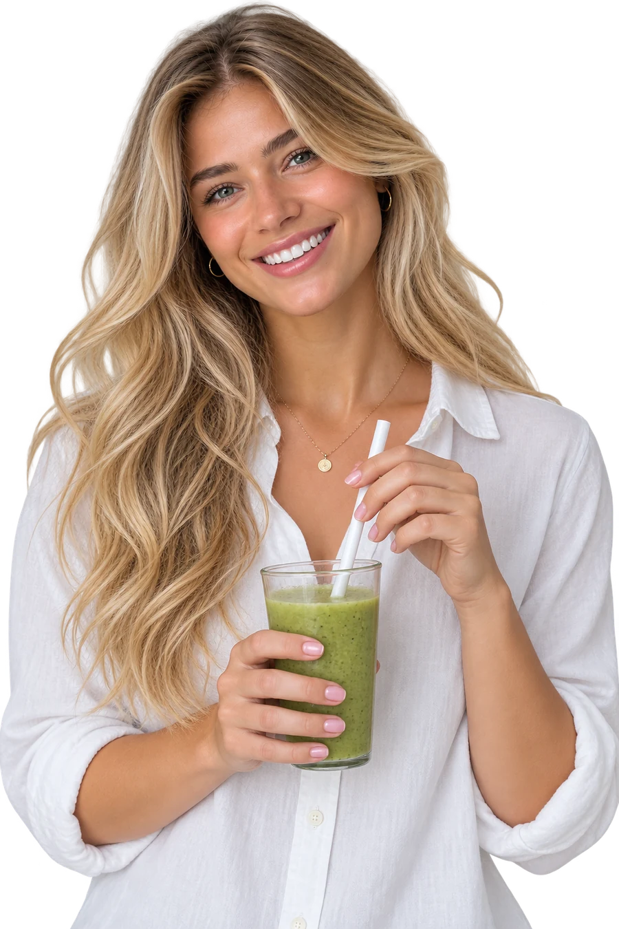 Customer drinking through an ACPP compostable straw
